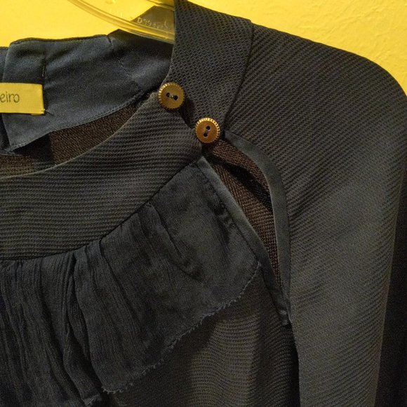 100% Silk Ruffle Neck Blouse Designer Girly Romantic Feminine Frenchgirl Size 0 - Picture 6 of 15